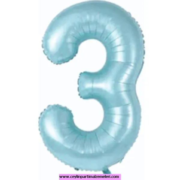 3 Rakam Açık Mavi Folyo Balon